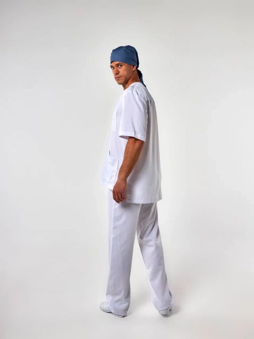 картинка Брюки мужские медицинские Борис белый тенсель от интернет магазина