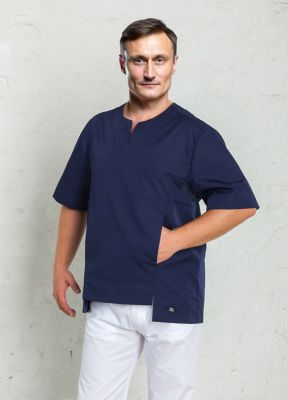 Блузон хирургический "Дамир" темно-синий со вставками из сетки