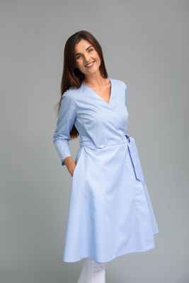 Медицинский халат-платье "Алла" голубой