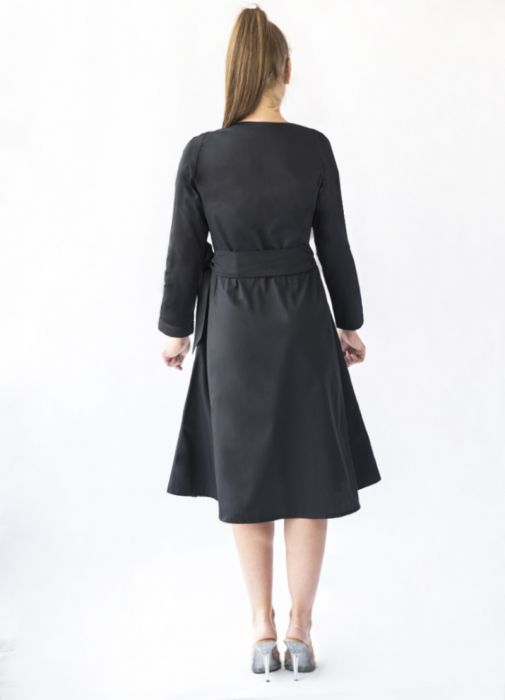 картинка Медицинский халат-платье "Алла" черный от интернет магазина