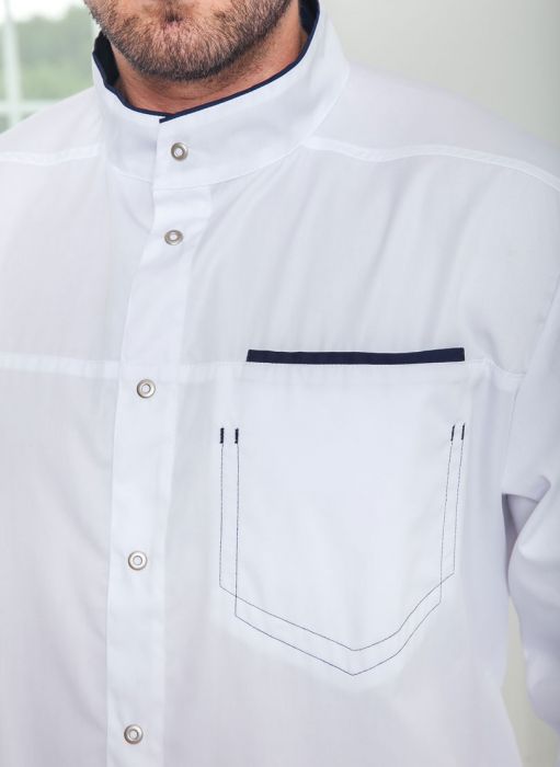 картинка Медицинский халат "Якоб" белый с синим от интернет магазина