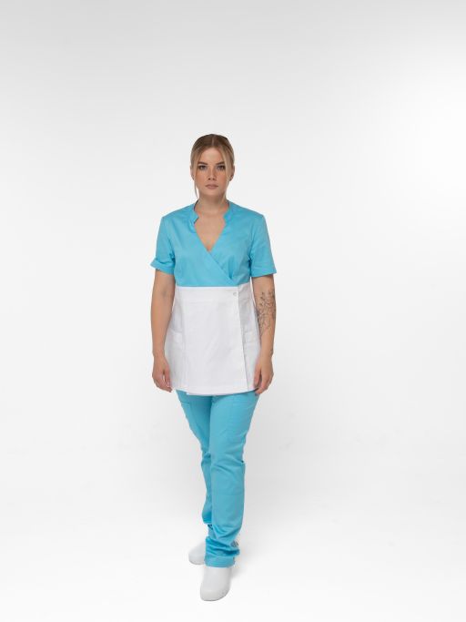 картинка Блузон женский медицинский Кристина голубой с белым от интернет магазина