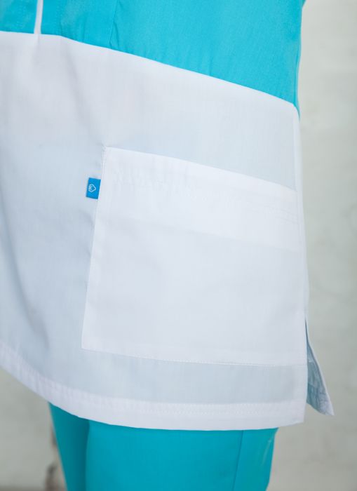 картинка Блузон "Светлана" белый с голубым от интернет магазина