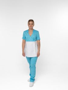 Блузон женский медицинский Кристина голубой с белым
