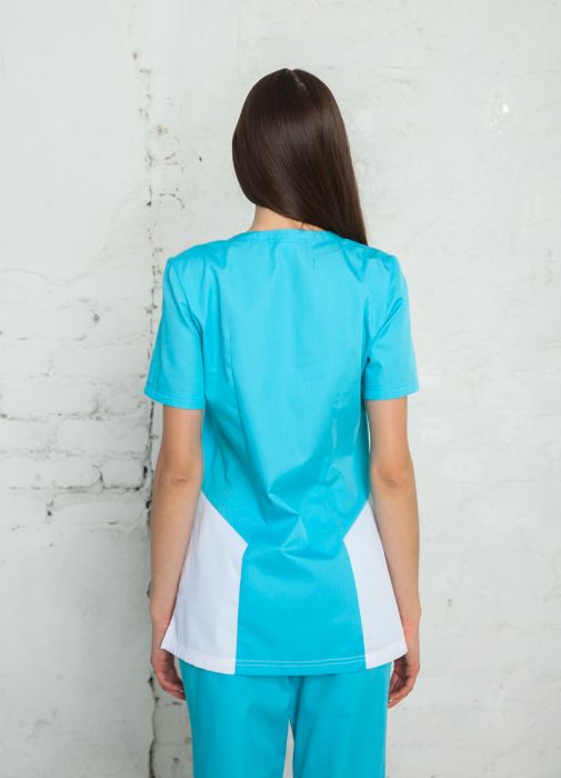картинка Блузон "Светлана" белый с голубым от интернет магазина