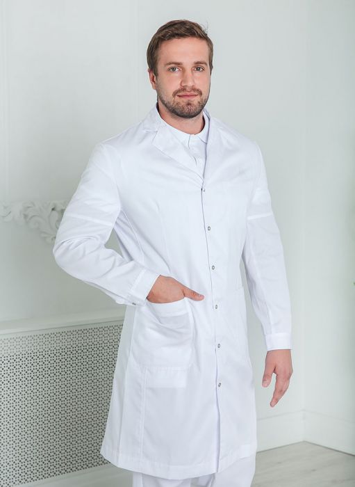 картинка Медицинский халат мужской "Артем" белый от интернет магазина