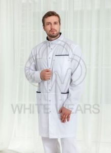 Медицинский халат "Якоб" белый с синим