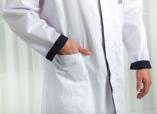 картинка Медицинский халат "Адам" белый с синим от интернет магазина