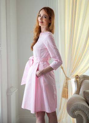 Медицинский халат-платье "Ева" розовый